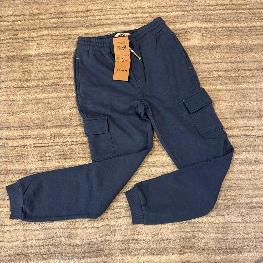 NWT. Boden Kids Blue Garment Dyed Cargo Joggers. Size 11Y.